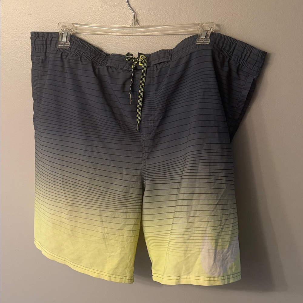 Nike Yellow and Gray Gradient Swim Trunks